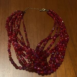 Avon NRT Red and pink Beaded Necklace